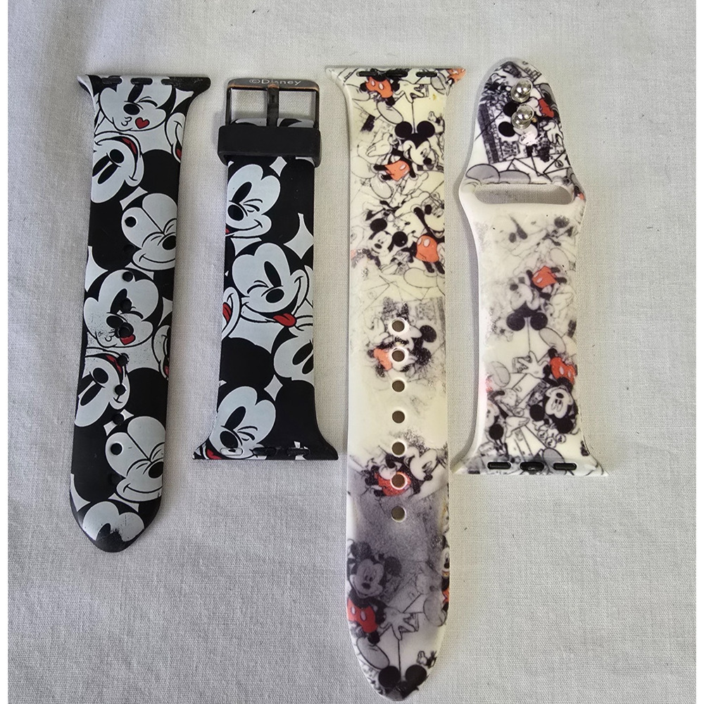 Disney Mickey Mouse Silicone Watch Bands Black White Set of 2